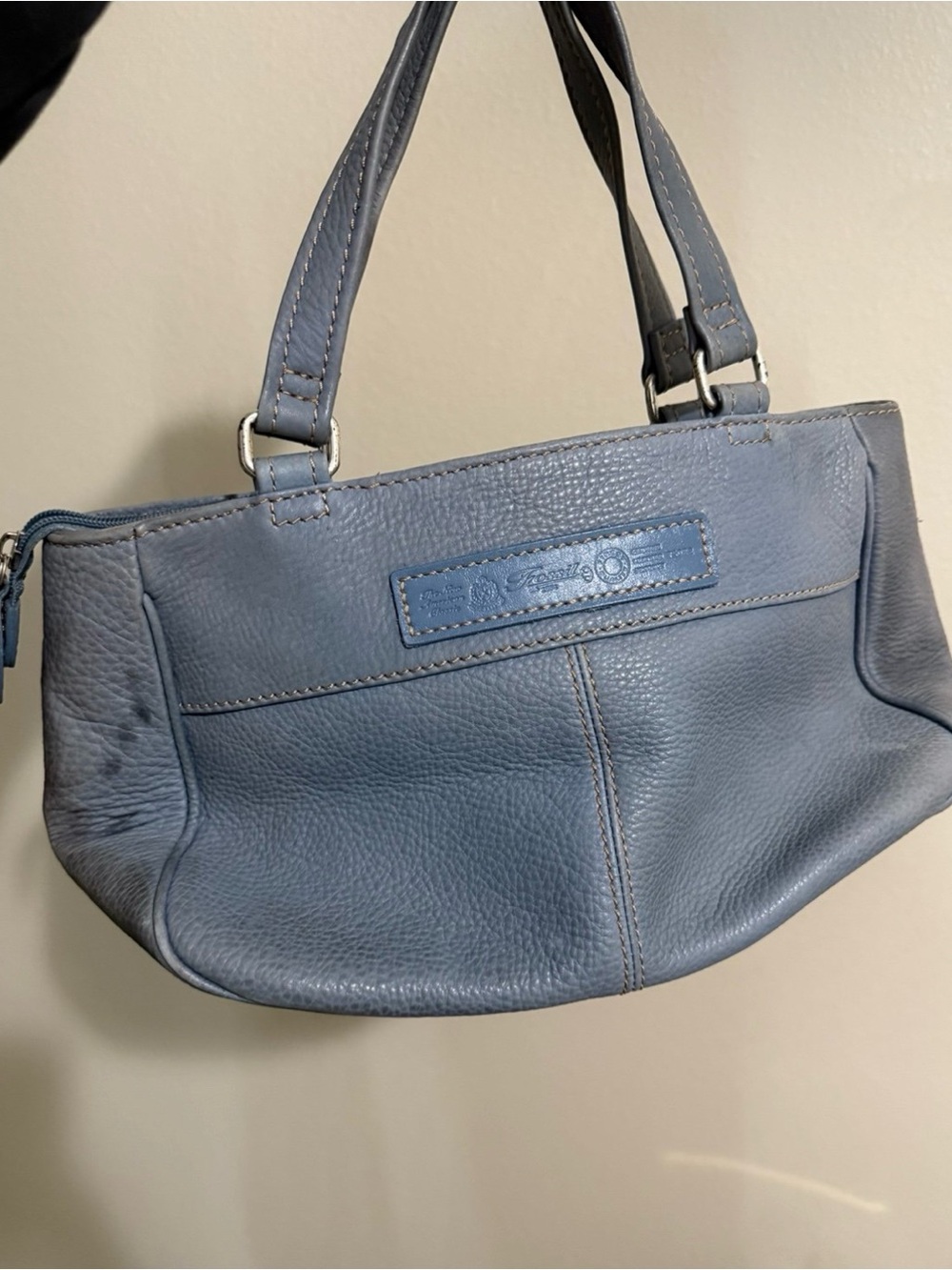 Vintage Fossil Dusty Blue Leather Shoulder Bag